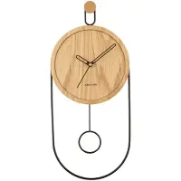 Karlsson Wandklok Swing met pendulum | KARLSSON hout naturel 20x46x4 cm wandklokken | NADUVI