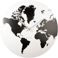 Karlsson Wandklok World Map - Wit - Ø39cm - Wandklok Scandinavisch,Modern