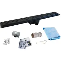 Saniclear Nero douchegoot 100cm met flens zwart mat