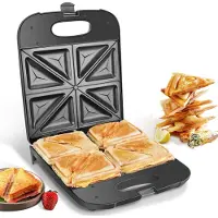 Aigostar 30ZGC Dylan - Sandwich Maker - Tosti Apparaat - Pfas Vrij - Sandwich Grill - Tosti apparaat met antiaanbaklaag & indicatielampje - 1400W - Zwart