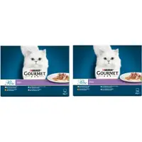 Gourmet 2x Perle - Land en Zee Duo - Rund & Kip - Kattenvoer - 12x85g