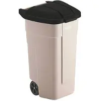 Rubbermaid Afvalbak voor buiten 100 liter, beige met zwart deksel