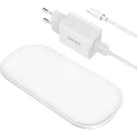 Choetech T535-S Luxe draadloze oplader wit - 20W Powerdual pad met 5 Coils - Geleverd met USB stekker -Wireless charger Fast Charge voor de meeste IOS, Android en andere Qi ondersteunde apparaten