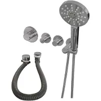 Brauer Chrome Edition thermostatische inbouw badkraan SET 02 met badvulcombinatie en 3-standen handdouche en doucheslang en wandaansluitbocht chroom