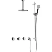 Hotbath Cobber IBS70 inbouwdouche met ronde handdouche, 15cm plafondbuis en glijstang chroom