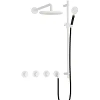 Hotbath Cobber IBS70 inbouwdouche met ronde handdouche en glijstang wit mat