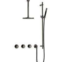 Hotbath Cobber IBS70 inbouwdouche met 30cm plafondbuis en glijstang verouderd ijzer