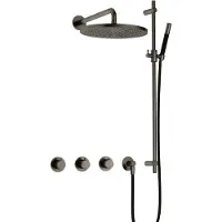 Hotbath Cobber inbouw regendoucheset – Ø30 cm hoofddouche – 38.5 cm gebogen wandarm – verouderd IJzer mat/glans IBS70AI57
