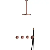 Hotbath Cobber IBS70 inbouwdouche met 30cm plafondbuis geborsteld koper PVD
