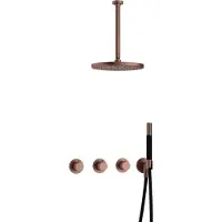 Hotbath Cobber IBS70 inbouwdouche met 30cm plafondbuis en 30cm hoofddouche geborsteld koper PVD