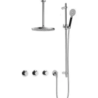 Hotbath Cobber IBS70 Inbouw Doucheset - Ronde Handdouche - 30cm Hoofddouche - 30cm Plafondbuis - Glijstang - Chroom - Messing - Kranen, Douchekranen, - Kranen, Douchekranen, Douchesets, Inbouw