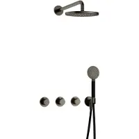 Hotbath Cobber IBS70 Inbouw Doucheset - Ronde Handdouche - 20cm Hoofddouche - Wandarm - Wandhouder - Verouderd Ijzer - Messing - Kranen, Douchekranen, - Kranen, Douchekranen, Douchesets, Inbouw