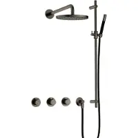 Hotbath Cobber IBS70 Inbouw Doucheset - Staafhanddouche - 20cm Hoofddouche - Wandarm - Glijstang - Verouderd Ijzer - Messing - Kranen, Douchekranen, - Kranen, Douchekranen, Douchesets, Inbouw