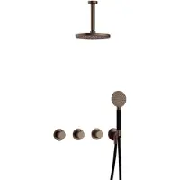 Hotbath Cobber IBS70 inbouwdouche met ronde handdouche en 15cm plafondbuis verouderd messing