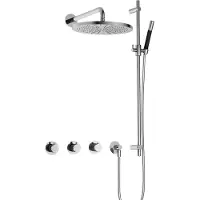 Hotbath Cobber IBS70 inbouw regendoucheset met staafhanddouche aan glijstang en 30cm ronde hoofddouche aan 40cm wandarm chroom