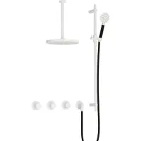 Hotbath Cobber IBS70 inbouwdouche met ronde handdouche, 30cm plafondbuis, 30cm hoofddouche en glijstang wit mat