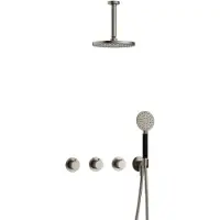 Hotbath Cobber IBS70 inbouwdouche met ronde handdouche en 15cm plafondbuis geborsteld nikkel