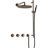 Hotbath Cobber IBS70 Inbouw Doucheset - Staafhanddouche - 30cm Hoofddouche - Wandarm - Glijstang - Verouderd Messing - Messing - Kranen, Douchekranen, - Kranen, Douchekranen, Douchesets, Inbouw