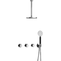 Hotbath Cobber IBS70 Inbouw Doucheset - Ronde Handdouche - 20cm Hoofddouche - 30cm Plafondbuis - Wandhouder - Chroom - Messing - Kranen, Douchekranen, - Kranen, Douchekranen, Douchesets, Inbouw