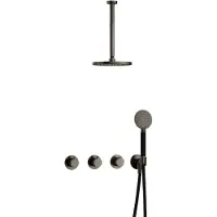 Hotbath Cobber IBS70 inbouwdouche met ronde handdouche en 30cm plafondbuis verouderd ijzer