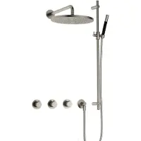 Hotbath Cobber IBS70 Inbouw Doucheset - Staafhanddouche - 30cm Hoofddouche - Wandarm - Glijstang - Geborsteld Nikkel - Messing - Kranen, Douchekranen, - Kranen, Douchekranen, Douchesets, Inbouw