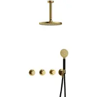Hotbath Cobber IBS70 inbouwdouche met ronde handdouche en 15cm plafondbuis geborsteld messing PVD