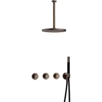 Hotbath Cobber IBS70 inbouwdouche met 30cm plafondbuis en 30cm hoofddouche verouderd messing