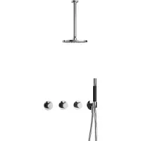 Hotbath Cobber IBS70 inbouw regendoucheset met staafhanddouche aan houder en 20cm ronde hoofddouche aan 30cm plafondarm chroom