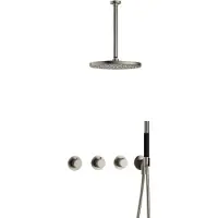 Hotbath Cobber IBS70 inbouwdouche met 30cm plafondbuis en 30cm hoofddouche geborsteld nikkel