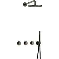 Hotbath Cobber IBS70 Inbouw Doucheset - Staafhanddouche - 20cm Hoofddouche - Wandarm - Wandhouder - Verouderd Ijzer - Messing - Kranen, Douchekranen, - Kranen, Douchekranen, Douchesets, Inbouw
