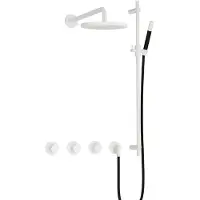 Hotbath Cobber IBS70 Inbouw Doucheset - Staafhanddouche - 20cm Hoofddouche - Wandarm - Glijstang - Mat Wit - Messing - Kranen, Douchekranen, - Kranen, Douchekranen, Douchesets, Inbouw douchesets