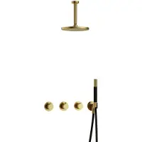 Hotbath Cobber IBS70 inbouwdouche met 15cm plafondbuis geborsteld messing PVD