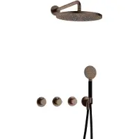 Hotbath Cobber IBS70 inbouwdouche met ronde handdouche en 30cm hoofddouche verouderd messing