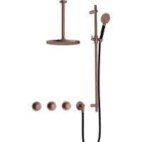 Hotbath Cobber IBS70 Inbouw Doucheset - Ronde Handdouche - 30cm Hoofddouche - 30cm Plafondbuis - Glijstang - Geborsteld Koper Pvd - Messing - Kranen, - Kranen, Douchekranen, Douchesets, Inbouw