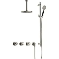 Hotbath Cobber@Work IBSW70 inbouwdouche met ronde handdouche, 15cm plafondbuis en glijstang nikkel geborsteld