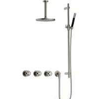 Hotbath Cobber@Work IBSW70 inbouwdouche met 15cm plafondbuis en glijstang nikkel geborsteld