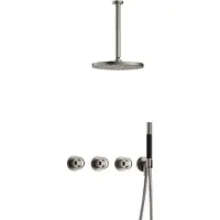 Hotbath Cobber@Work IBSW70 inbouwdouche met 30cm plafondbuis en 30cm hoofddouche nikkel geborsteld