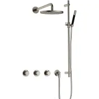 Hotbath Cobber X IBSX70 Inbouw Doucheset - Staafhanddouche - 20cm Hoofddouche - Wandarm - Glijstang - Geborsteld Nikkel - Messing - Kranen, - Kranen, Douchekranen, Douchesets, Inbouw douchesets