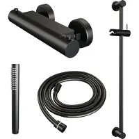 Brauer Black Edition thermostatische doucheset met glijstang en staafhanddouche zwart mat