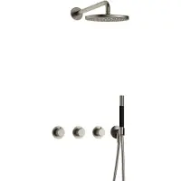 Hotbath Cobber X IBSX70 Inbouw Doucheset - Staafhanddouche - 20cm Hoofddouche - Wandarm - Wandhouder - Geborsteld Nikkel - Messing - Kranen, - Kranen, Douchekranen, Douchesets, Inbouw douchesets