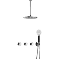 Hotbath Cobber X IBSX70 inbouwdouche met ronde handdouche, 30cm plafondbuis en 30cm hoofddouche chroom