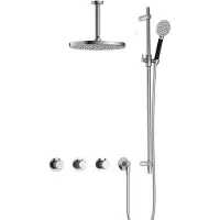 Hotbath Cobber X IBSX70 inbouwdouche met ronde handdouche, 15cm plafondbuis, 30cm hoofddouche en glijstang chroom