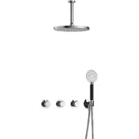 Hotbath Cobber X IBSX70 inbouwdouche met ronde handdouche, 15cm plafondbuis en 30cm hoofddouche chroom