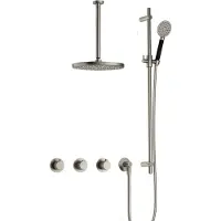 Hotbath Cobber X IBSX70 inbouwdouche met ronde handdouche, 30cm plafondbuis en glijstang geborsteld nikkel