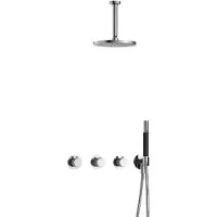 Hotbath Cobber X IBSX70 Inbouw Doucheset - Staafhanddouche - 20cm Hoofddouche - 15cm Plafondbuis - Wandhouder - Chroom - Messing - Kranen, - Kranen, Douchekranen, Douchesets, Inbouw douchesets