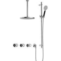 Hotbath Cobber@Work IBSW70 inbouwdouche met ronde handdouche, 30cm plafondbuis, 30cm hoofddouche en glijstang chroom