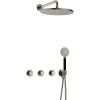 Hotbath Cobber X IBSX70 inbouwdouche met ronde handdouche en 30cm hoofddouche geborsteld nikkel