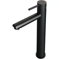 Brauer Wastafelmengkraan Black Carving Coldstart Opbouw Hoog Ronde Hendel Mat Zwart