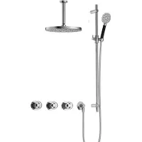 Hotbath Cobber@Work IBSW70 inbouwdouche met ronde handdouche, 15cm plafondbuis, 30cm hoofddouche en glijstang chroom