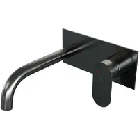 Brauer Gunmetal Edition inbouw wastafelmengkraan met gebogen uitloop en afdekplaat model C1 gunmetal geborsteld PVD